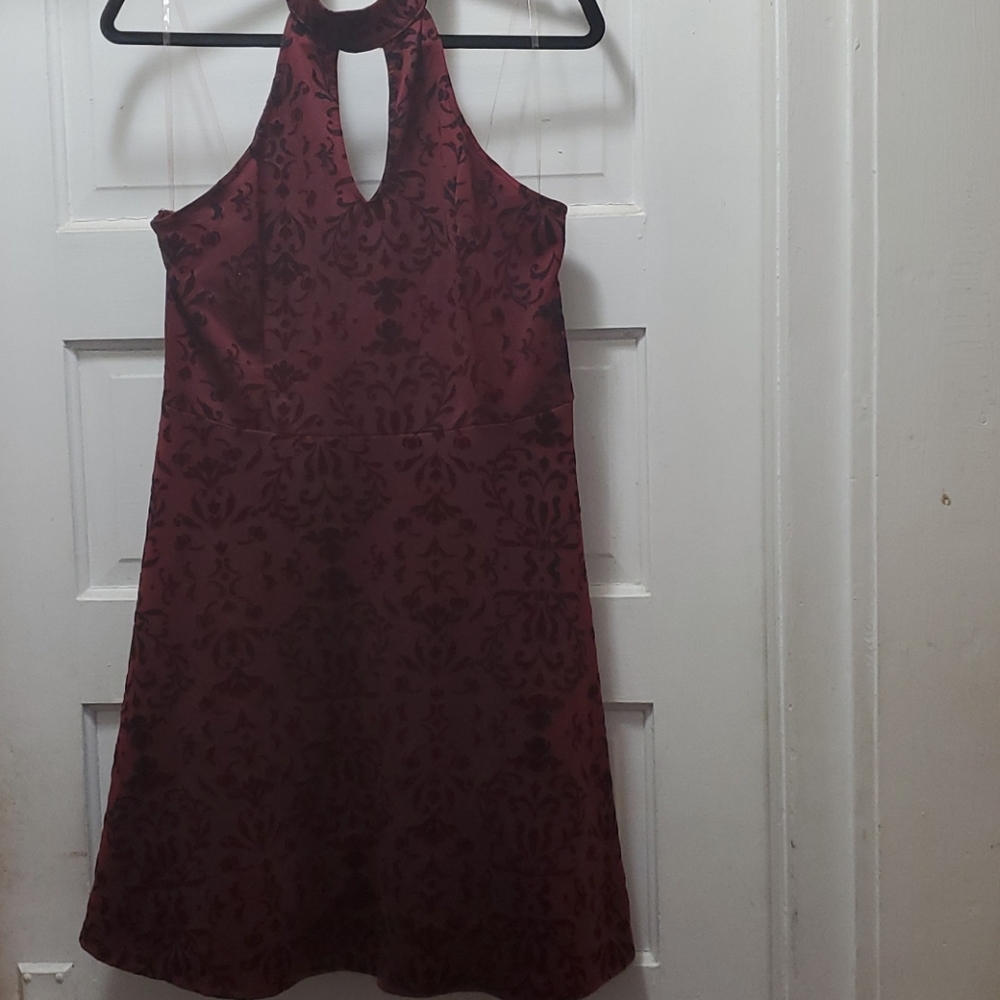 My Michelle Red and Black Halter Mini Dress